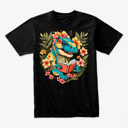 Promote Literacy with a Cartoon Dinosaur T-Shirt, great design created by IA