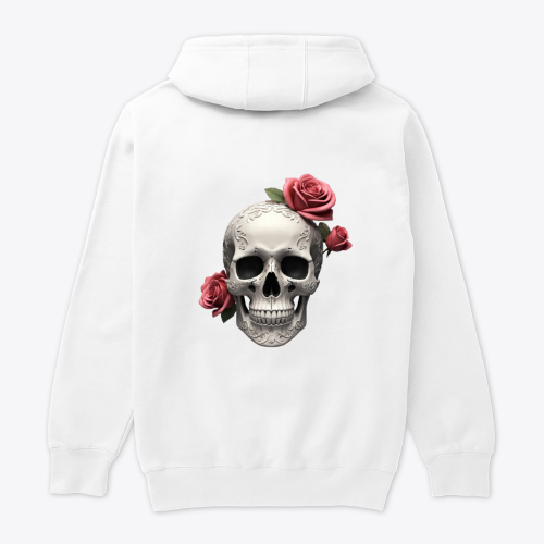 A skull Roses & Revelations, Floral Skull ,Skeleton Backside design- Hoodie
