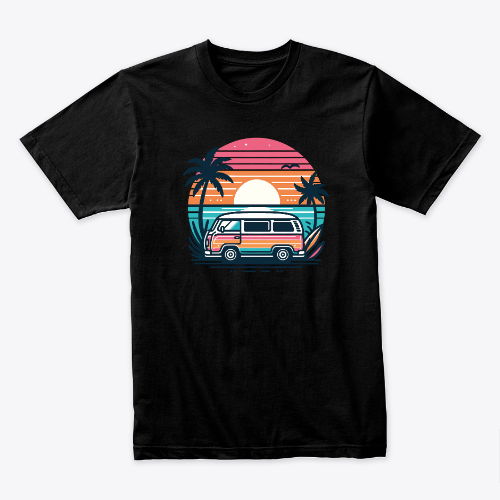 Trip at sunset - Where a Van lover and Road & surf trip life meet - Tshirt