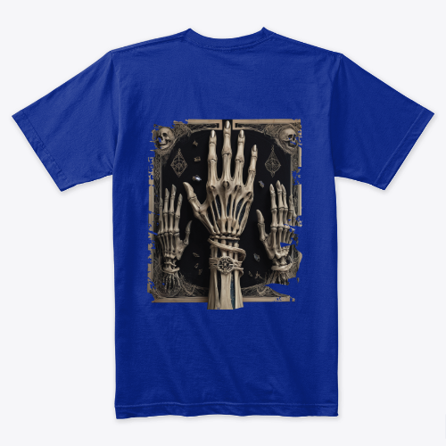 Skeleton : Unique design Featuring Skeleton Hands black color, squelette - Backside - Tshirt
