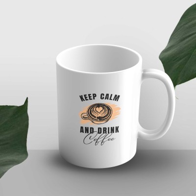 Black Illustration Coffee Lovers " Keep Calm And Drink  Coffee "