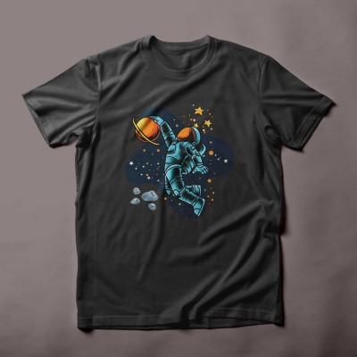 T-shirt astronaute bleu et orange