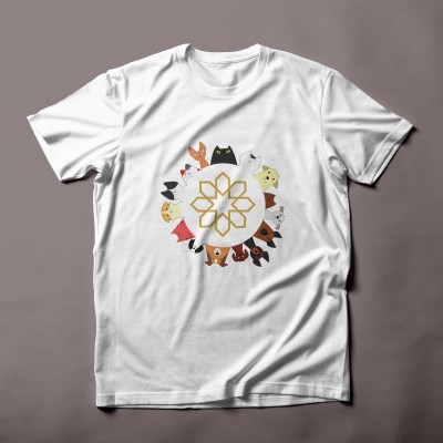 Trendy T-shirts that combine Moroccan zellige motifs with adorable animals.T-shirts tendance  zellige chats et chiens