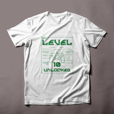 10 Year Old Level 10 Unlocked 10th Birthday Boy Video Games T-Shirt