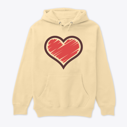 sketch style heart love hoodie