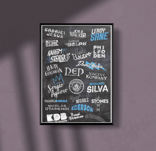 Manchester cety squad name poster