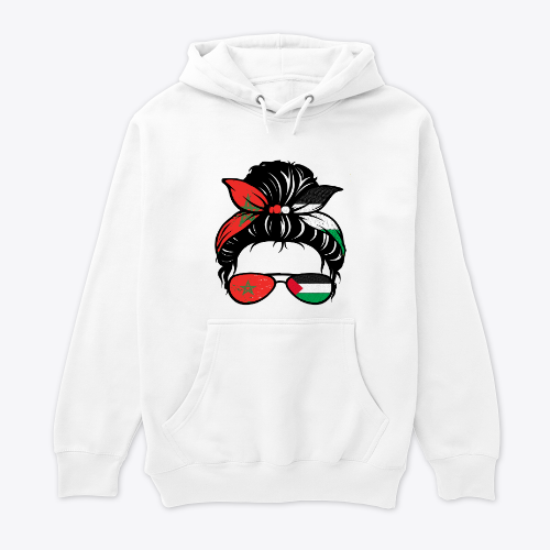 Messy Bun Palestine Flag with Morocco Flag Shirt, great desgin shirt for women and anyone who support Palestine,