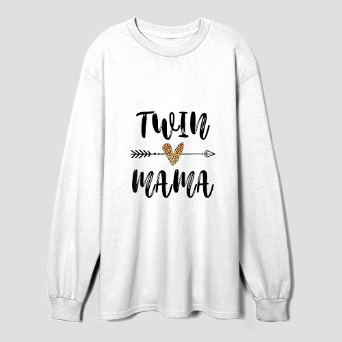 Womens Twin Mama Mothers Day Funny Leopard New Mom Of Twins Sweatshirt.