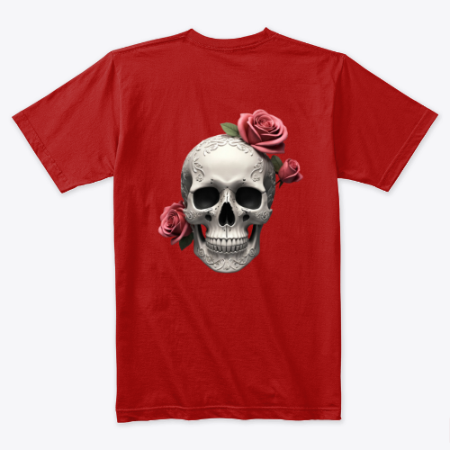 A skull Roses  Floral Skull ,Skeleton, squelette tête, Backside - Tshirt