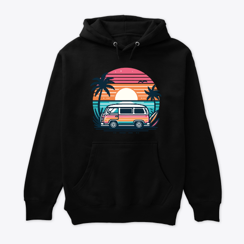 Trip at sunset - Where a Van lover and Road & surf trip life meet - Hoodie