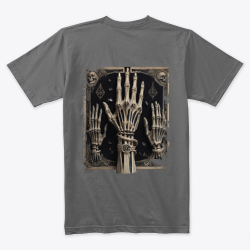 Skeleton : Unique design Featuring Skeleton Hands black color, squelette - Backside - Tshirt