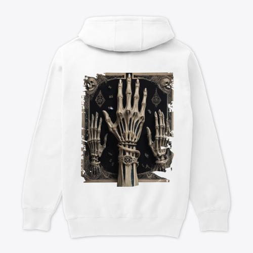 Skeleton : Unique design Featuring Skeleton Hands black color, squelette - Backside - Hoodie