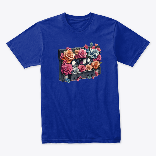 Vintage Melodies : Retro Music Cassette Filled with Colorful Flowers , Women and men, gift - Tshirt