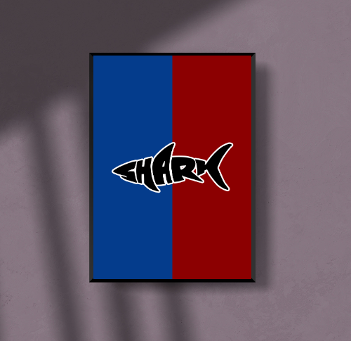 Black shark logo with red and blue background