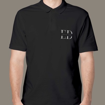 White and Black Minimalist Initial Typography t-shirts polo