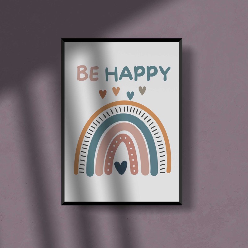 Quote Wall Art, BE HAPPY.