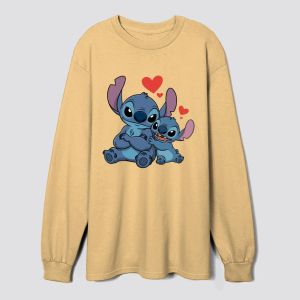 stitch and angel with hearts