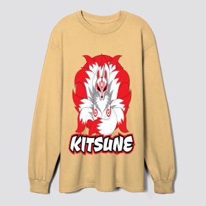 Kitsune Fox Long Sleeve | Japanese Mask Streetwear | Anime Spirit Animal Top