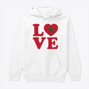 Hoodie "Morocco Love Flag" – Hommage Élégant au Maroc Capuche 