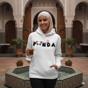 Hoodie باندا الأزهار – لمسة كيوت ودافئة |Sweat à capuche Panda Fleuri – Doux, mignon et confortable