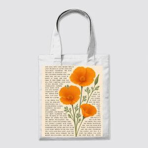 California Poppies & Steinbeck Typography Art Tote Bag