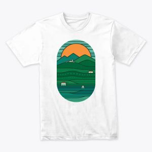 Serene Sunset Over Mediterranean Hills Tshirt
