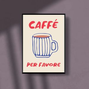 A3 Italian Coffee Art Poster "Caffé per Favore"