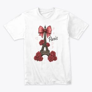 Romantic Eiffel Tower with Roses Tshirt