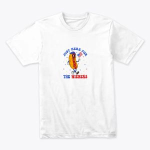 Hotdog Lover Just Here for the Wieners 4th of July USA Flag T-Shirt