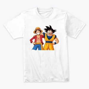 Goku & Luffy – Legendary Anime Friendship Crossover Design Tshirt