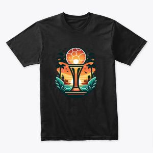 tropical football scene at sunset