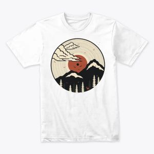 Retro Vinyl Sunset in the Mountains Tshirt