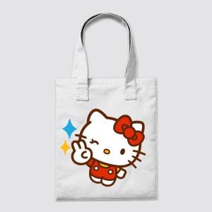 Kitty Peace Sign – Winking with Sparkles Tote Bag