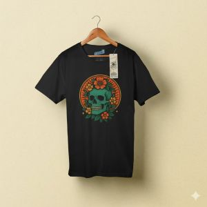 Psychedelic Skull Art T-Shirt Design – Bold Vintage Streetwear Graphic