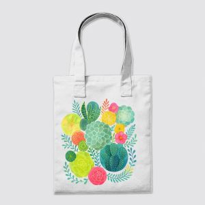 Vibrant Succulent Garden Watercolor Art Tote Bag
