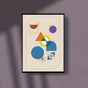 A3 Modern Abstract Geometric Art Poster, Wall Decor
