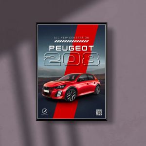 PEUGEOT 208 P21 FACELIFT 2025 RED  A3 POSTER