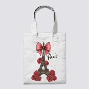 Romantic Eiffel Tower with Roses Tote bag