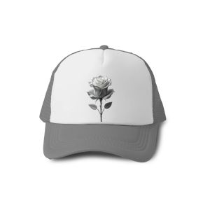 Flora Noir - Casquette fleurie en noir et blanc