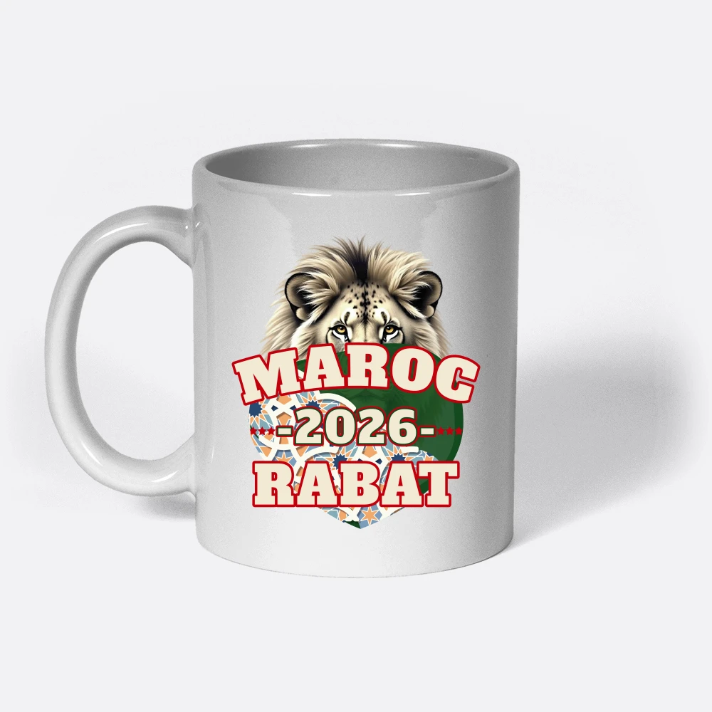 Maroc 2026 Rabat Mug Retro Sport – Moroccan Lion Football Style