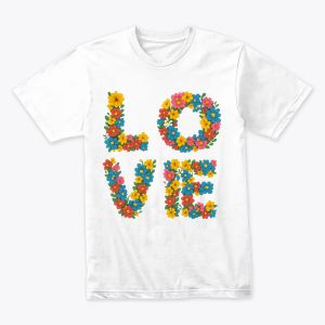 Floral LOVE Typography Art Tshirt