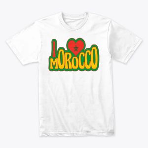 I Love Morocco T-shirt Design - Vintage Moroccan Flag Heart