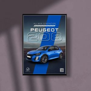 PEUGEOT 208 P21 FACELIFT 2025 BLUE A3 POSTER