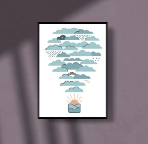 After the Storm Sunrise Through the Clouds Poster  A4