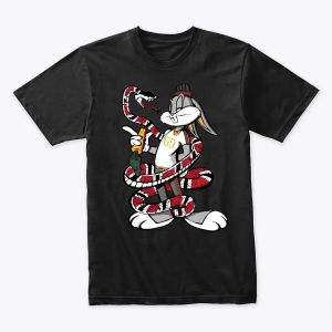 Luxury Bugs Bunny x Snake Graphic T-Shirt – Streetwear Cartoon Tee with Gucci-Inspired Design