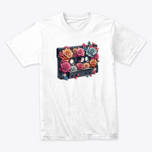 Vintage Melodies : Retro Music Cassette Filled with Colorful Flowers , Women and men, gift - Tshirt
