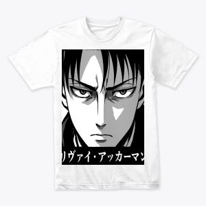 تي شيرت Shingeki no Kyojin بتصميم الكابتن ليفاي