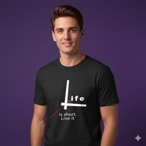 T-shirt Life is short. Live it | تذكير يومي بأن تعيش اللحظة!