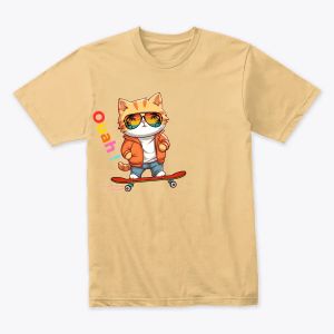 Stylish Cute Cat With Sunglasses On Skatboard