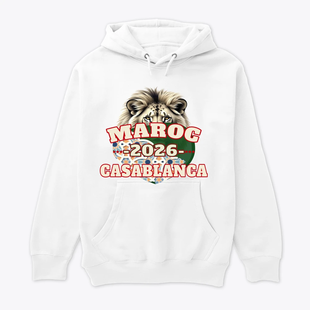 Maroc 2026 Casablanca Hoodie Retro Sport – Moroccan Pride Football Design